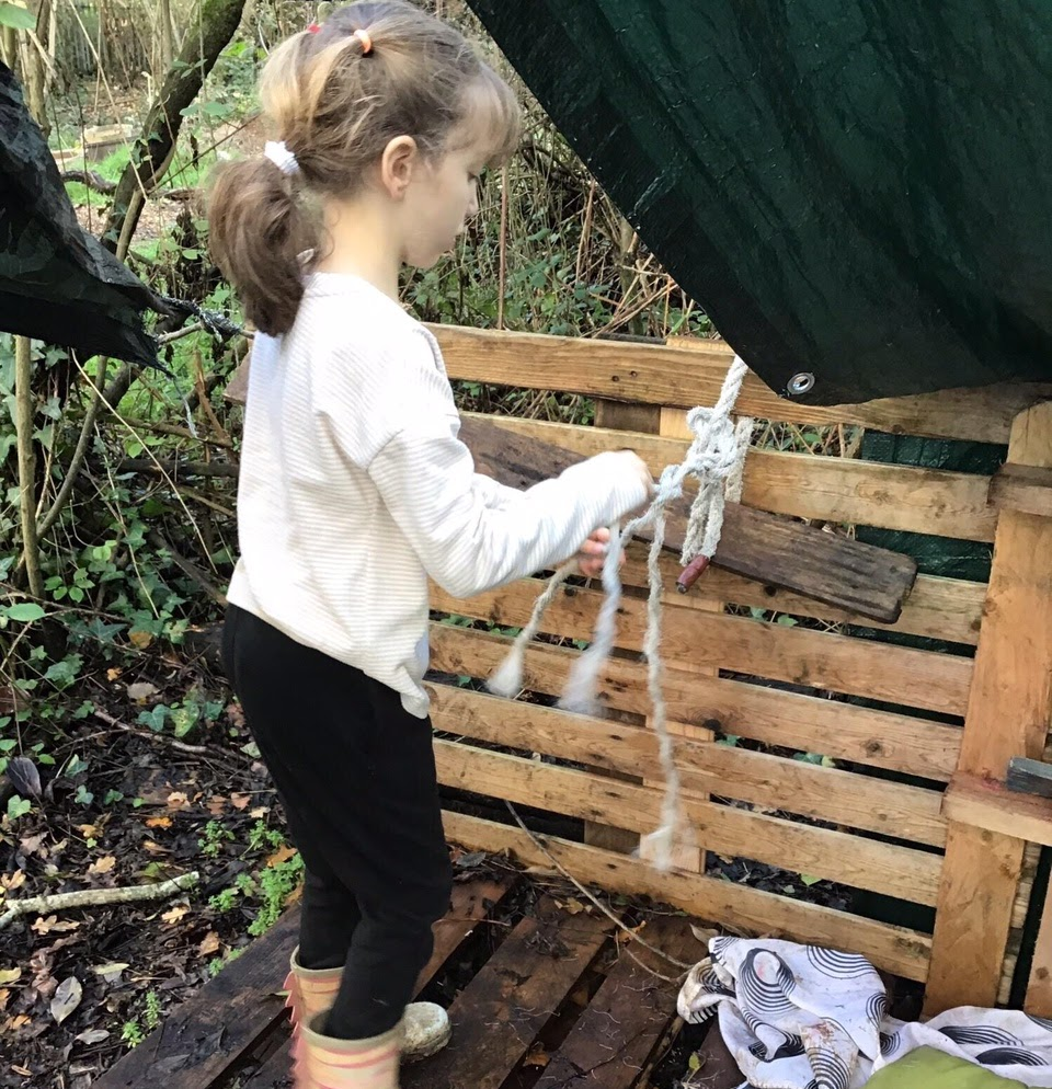 A girl tying a knot