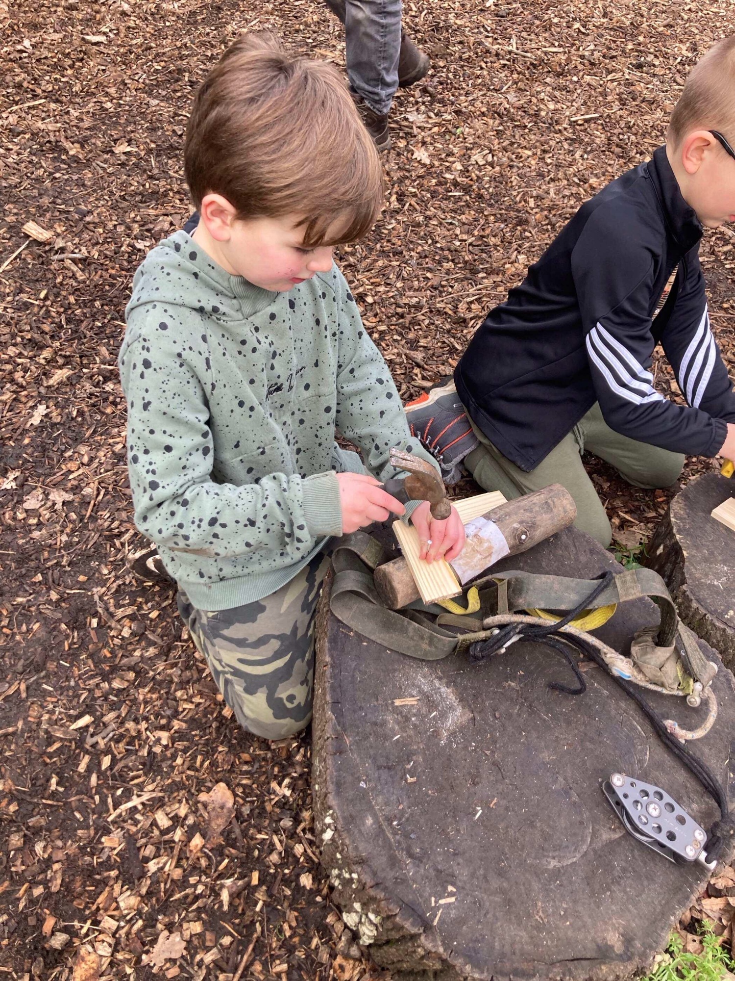 A child using tools